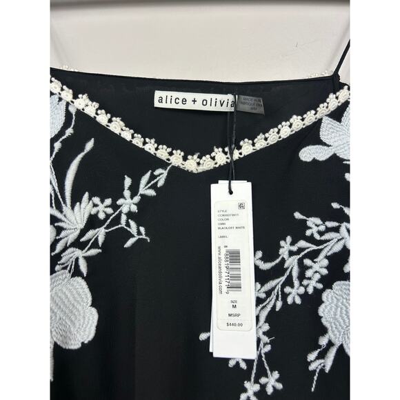Alice + Olivia NWT Embroidered Holden Tunic Mini Dress Black Sz Medium Boho - Picture 8 of 10